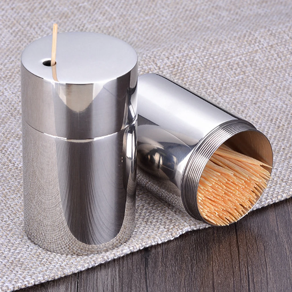 Small Toothpick Holder Dispenser Storage Organizer Stainless Steel Toothpick Holder for Kitchen Restaurant Tabletop -Silver