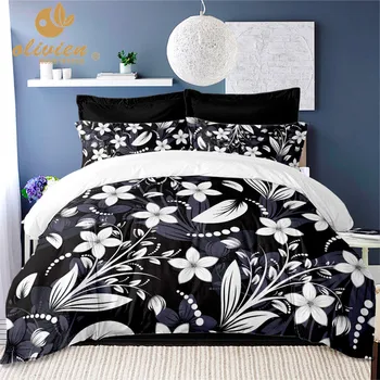 

Chinese Style Flowers Bedding Set Black White Floral Duvet Cover Set Queen King Size Bedding Ethnic Style Home Textile 3Pcs 25