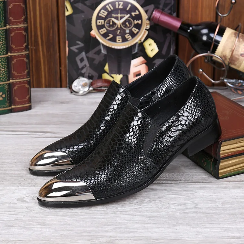 Мужские деловые туфли оксфорды chaussure homme черные из крокодиловой кожи с круглым