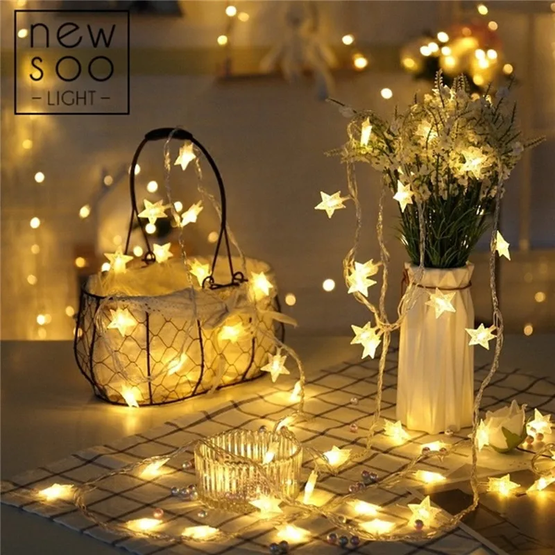 

New Year Christmas Tree USB 5V Snow Flakes Star Ball Led String Fairy Light Xmas Party Home Wedding Garden Garland Decorations