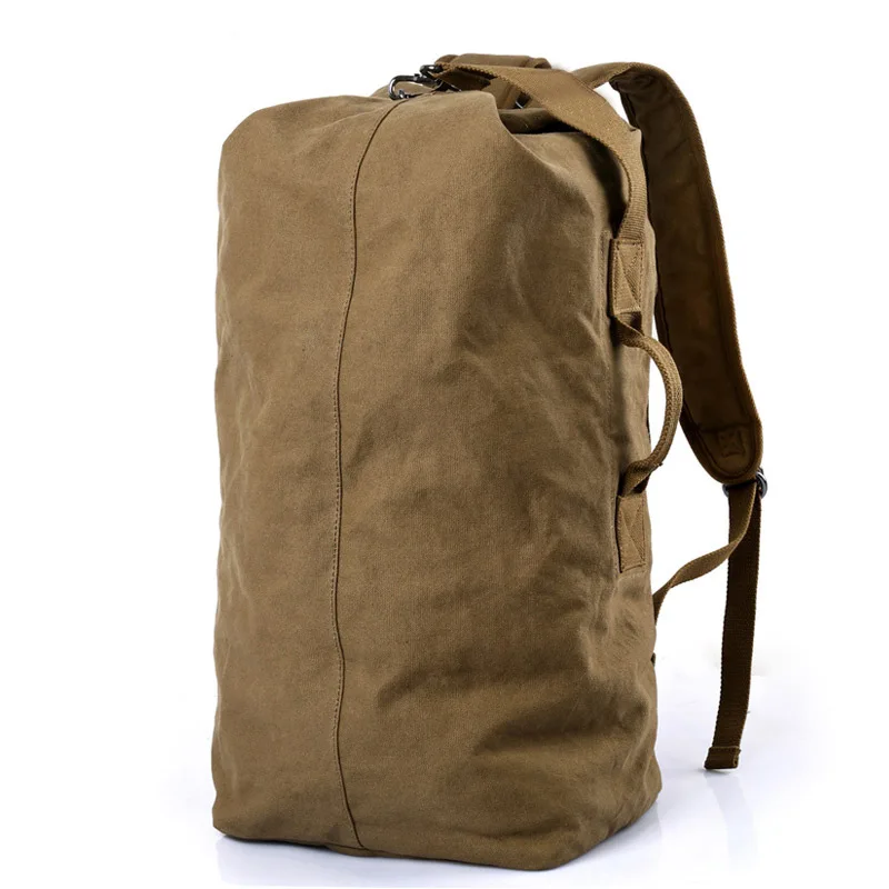 

2018 New KAKA Brand Vintage Men Leisure Travel Backpack Portable Canvas Backpack Women Retro Bucket Backpack Big Capacity Black