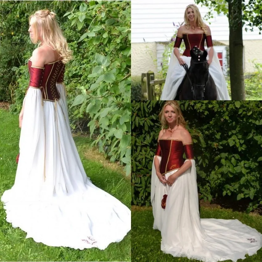 renacimiento medieval 2016 vestidos de novia una línea de borgoña