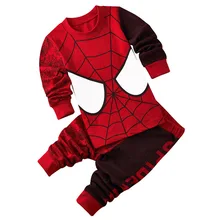 Весенне-осенние комплекты одежды с героями мультфильмов «Человек-паук» хлопковые удобные пижамы для мальчиков Домашняя одежда повседневный комплект «Человек-паук» Одежда для маленьких мальчиков