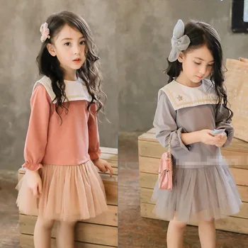 

Girl Dress 2019 Korean New Baby Girl Princess Party Dress Baby Clothes Kids Dreses for Girls Children Mesh Patchwork Dress 2-7Y