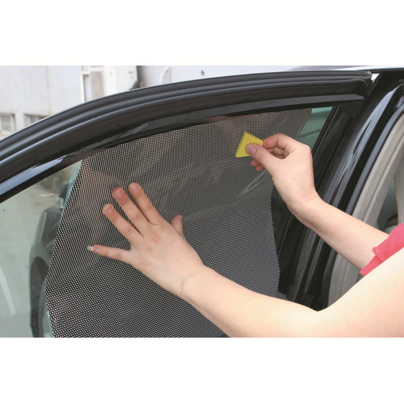 2pcs Car Window Curtain Car Side Rear Window Sun Shade Static Cling Solar Protection Covers Visor Shield Side Window Film UV