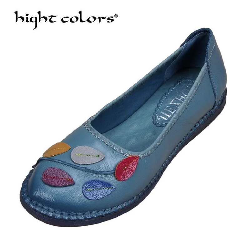 

Fashion Casual Shoes Genuine Leather Women Flats Comfortable Handmade Loafers For Woman Flower Women's Flat Shoes