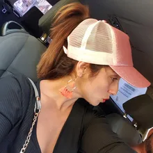 Прическа "хвост" грязный булочка Бейсбол козырек Кепки Для женщин грязный булочка Snapback летние сетчатые шляпы Повседневное Спорт блесток блестящие колпаки шляпа Кепки C1