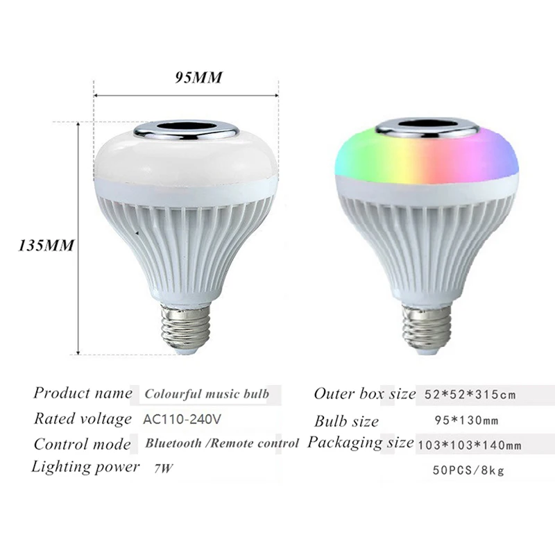 Красочные лампочка Динамик BlueTooth + пульт Управление + белый свет Функция Новинка освещение новый