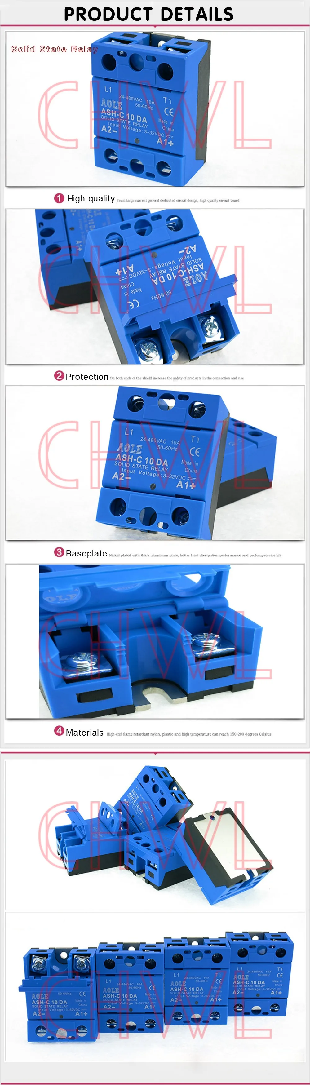 Высокое качество 1 шт. твердотельные реле модуля Ash-C 40DA 40A/250 В 3-32vdc Вход 24-480vac Выход