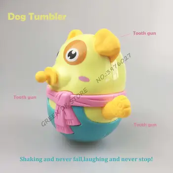

Dog Tumbler Tooth gum Animals toys Baby cartoon dog with bell Baby gifts Good quality baby toys
