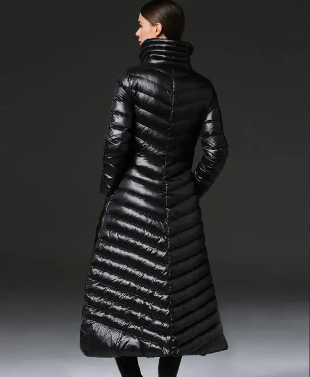 Плотное Женское зимнее пальто X-Long с 90% утиным пухом, зимнее женское пуховое пальто, длинные куртки с утиным пухом размера плюс