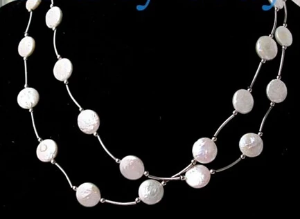 

ddh001580 Wholesale 2X 12mm White Coin Pearl Tin Cup Necklace 18