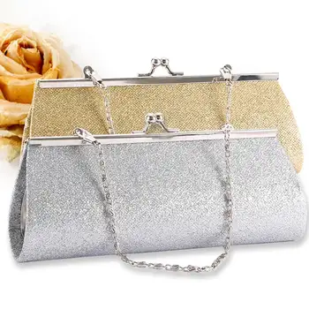 Woman Evening Handbag Bag Shiny Glitter Clutch Purse Bag Evening Party Wedding Bridal Banquet Chain Handbag Shoulder Bag new soft diamond silver chain woman evening bag women rhinestone crystal day clutch lady wallet wedding purse party banquet