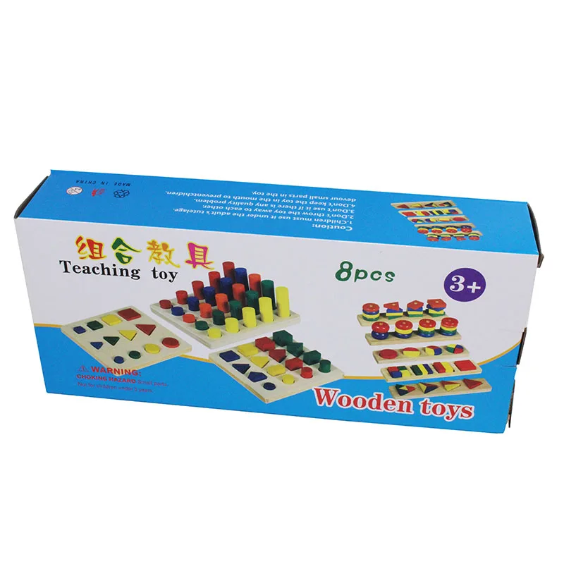 Montessori Baby Toys Wood Preschool Teaching Materials Learning Education Games Combination Geometry Shapes
