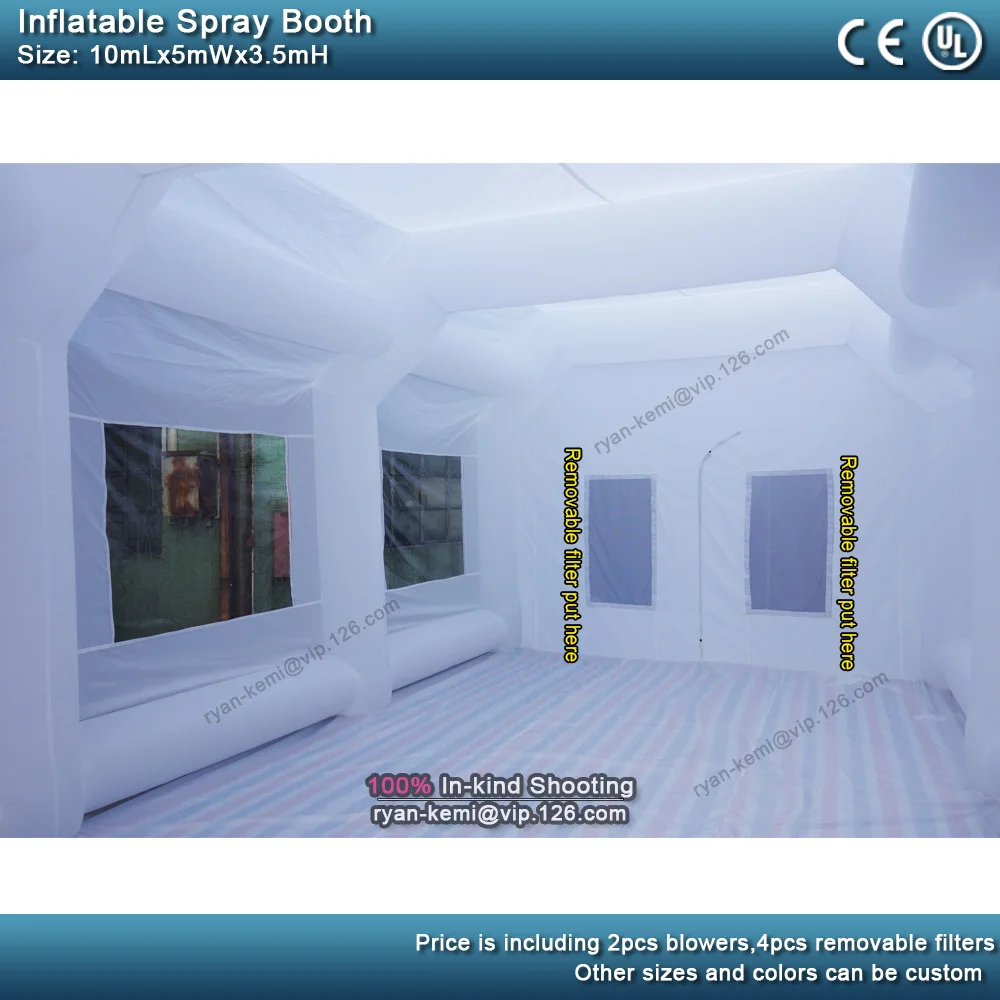 inside of 10m 5m 3.5m white Portable Paint Booths big inflatable Spray Booth For sale Inflatable Spray tent For Car Painting