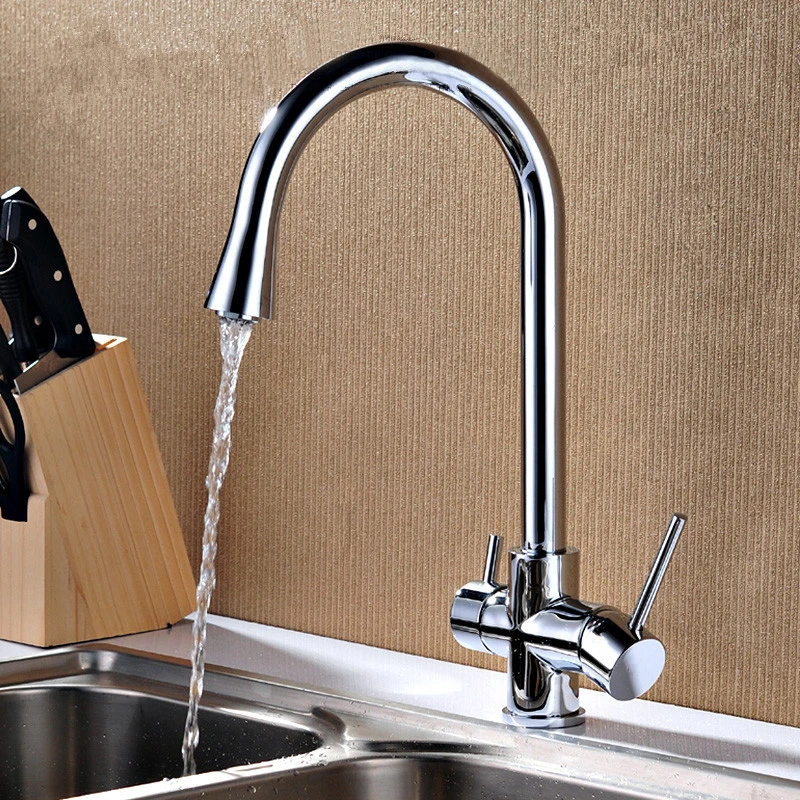 Free shipping Brass Kitchen Faucet 2 Functions Hot Cold Mixing Water Purified Water Kitchen Tap KF009