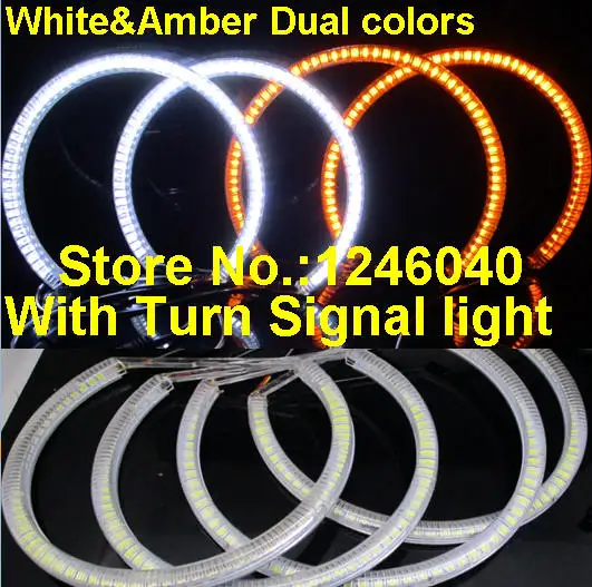 Двойной цвет белый и янтарный LED Ангельские Глазки halo ring kit DRL поворотник для BMW E36