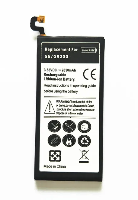 AZK Black Phone Battery EB-BG920ABE For Samsung GALAXY S6 G9200 G9208 G9209 G920F G920I G920 G920A G920V G920T G920P 2850mAh | Мобильные