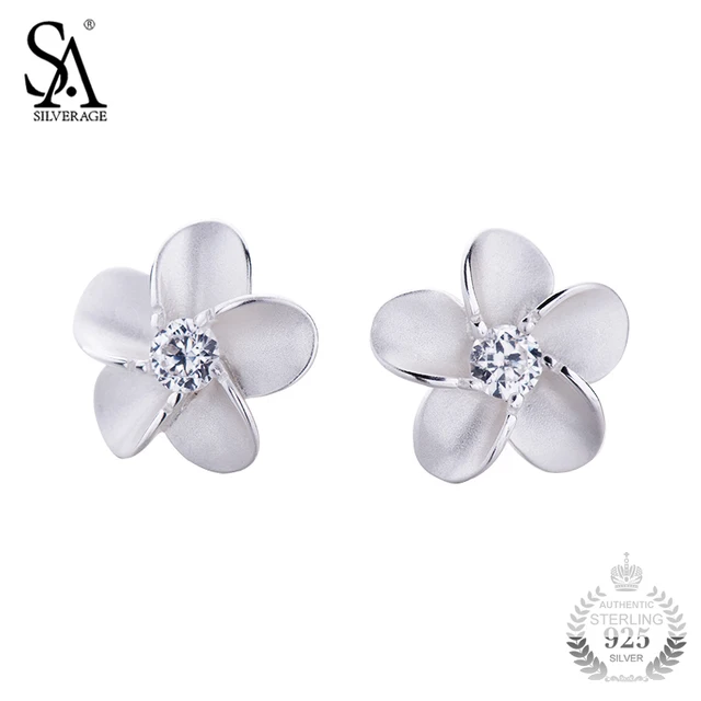 Sa Silverage 925 Silver Jewelry Earrings Stud Flower Pure Sa Silverage 925 Silver Jewelry Earrings Stud Flower Pure For Female Women Fine