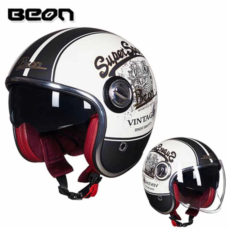 BEON шлем B-108A moto rcycle шлем 3/4 с открытым лицом шлем moto cross винтажный шлем casque Casco Capacete ретро-шлем - Цвет: Лаванда