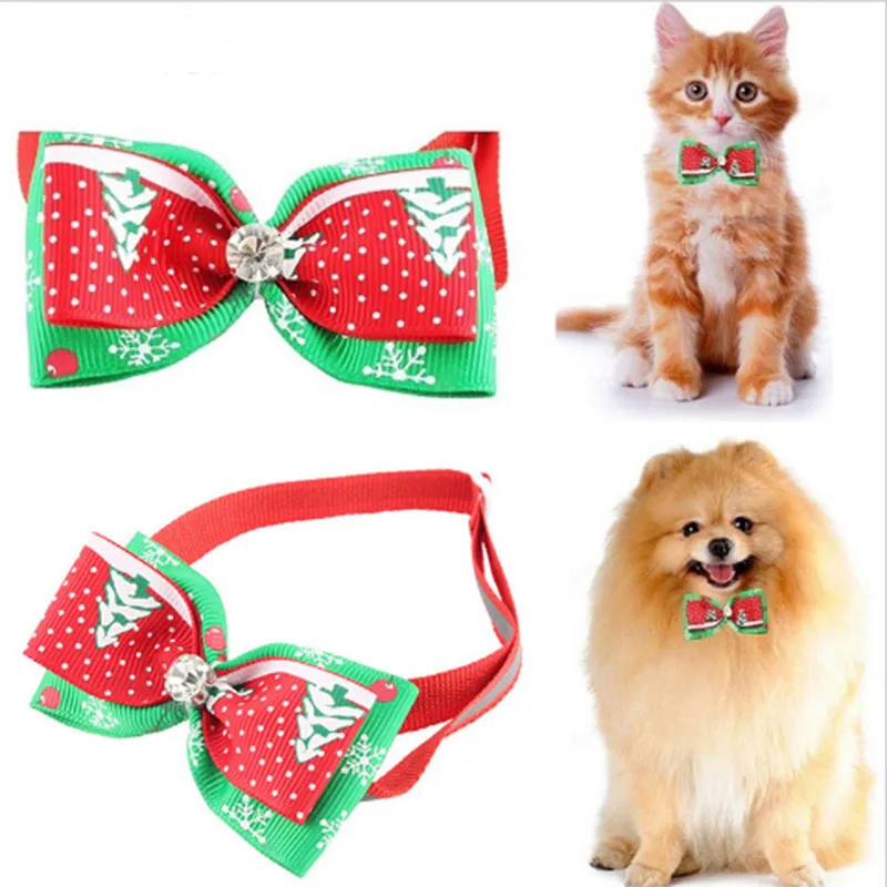 Pet Neck Tie Dog Christmas Snowflake Bow Tie Bowtie Cat Tie Pet