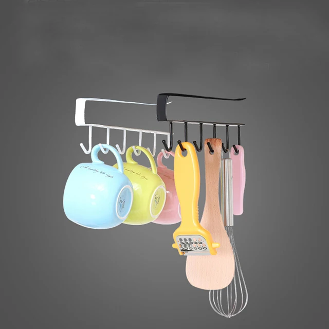 Cheap Kitchen Storage Racks Hook Hanging Iron Towel Rack Kitchen Cabinet Door Hook Holder Organizer Household Sundries Storage Hooks