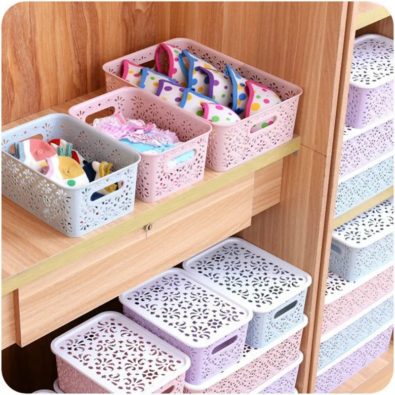 البلاستيك الجوارب صندوق تخزين حالة الجوف الملابس الداخلية سلال حجرة منظم الملابس KidsToys المطبخ خزان منزلي منظمة