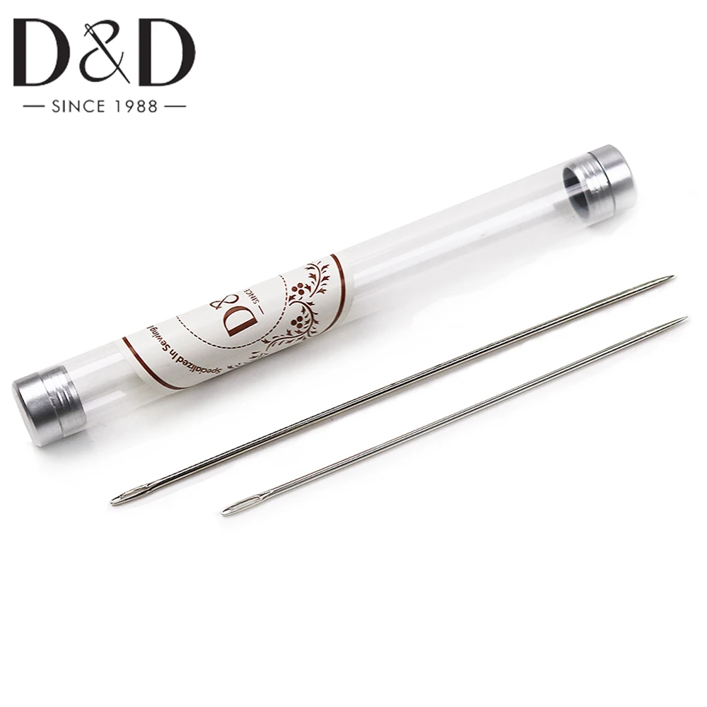 15cm/12.5cm 2Pcs Big Size Large Long Steel Needle Big Holes Sewing Needle Home Hand Sewing Tools 2pcs lot wooden handle sewing awl hand stitching repair tool punch sewing leather needle hook tools for diy jewelry making