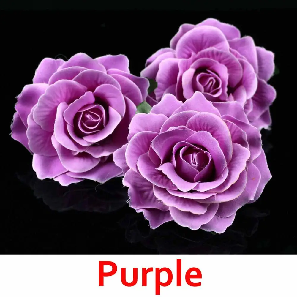 5PCS/lot Artificial Roses Flower Heads Bulk Velvet rose Wedding Purple Rose Fake flowers Decoration High Quality