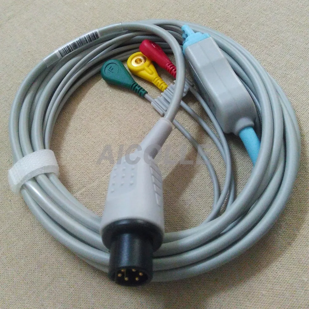 Goldway Mindray PM7000 PM8000 PM9000 MEC1000 MEC2000 6 контактов цельный 3 свинца ecg кабель оснастки на