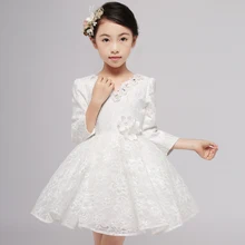 2016 neue heiße verkauf blume mädchen kleider v-ausschnitt prinzessin kleid abendkleid kleidung zeigen kinder prom kleider