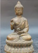 22.9 cm */Tibete Budismo Cobre Estátua de Buda Shakyamuni Sakyamuni Segure Flor