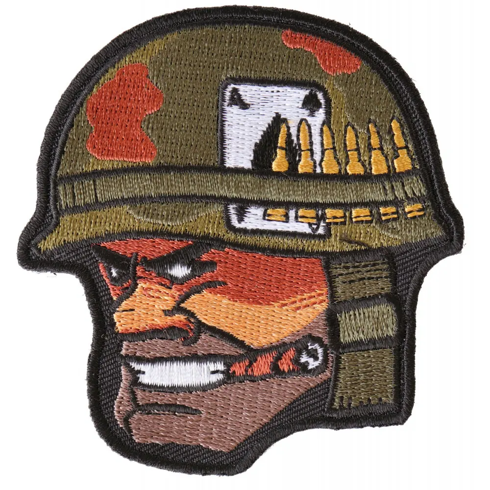 

Soldier Cigar Helmet Patch Embroidered Applique Sewing Label punk biker Patches Clothes Stickers Apparel Accessories Badge