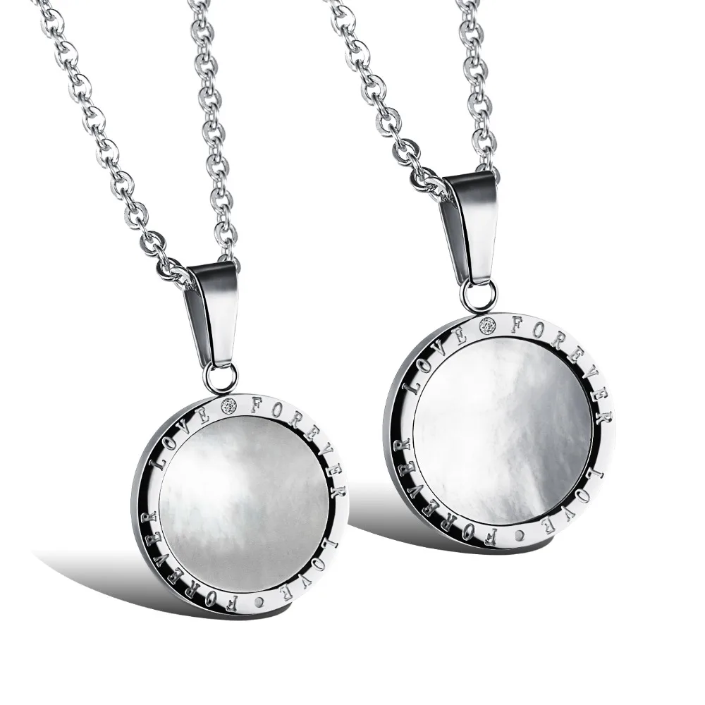 Lovers' Circle Natural Shell Pendant Necklace FOREVER LOVE Promise