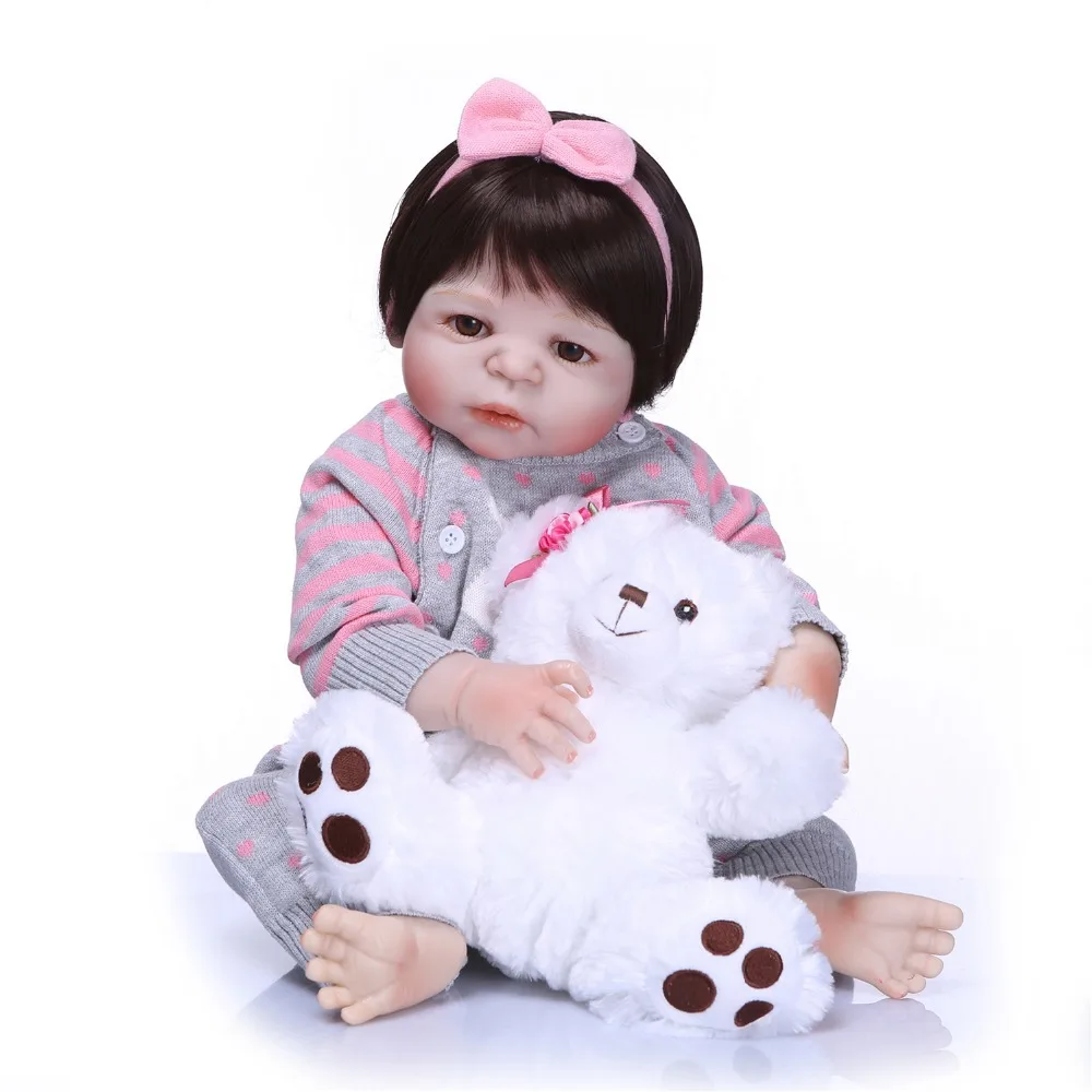 

55cm Lifelike Full Body SIlicone Girl Reborn Babies Doll Princess Brinquedos Girls Bebe Newborn Toddler Doll Birthday Present