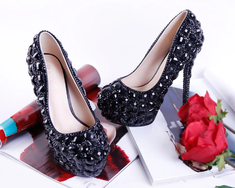 BaoYaFang/женская свадебная обувь черного цвета; обувь на платформе и высоком каблуке; женские модельные туфли для вечеринки; женская обувь с