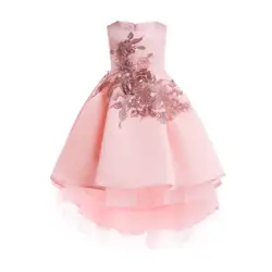 Шелковое платье принцессы с аппликацией для маленьких девочек для свадебвечерние вечеринки, Детские платья для маленьких девочек, детская