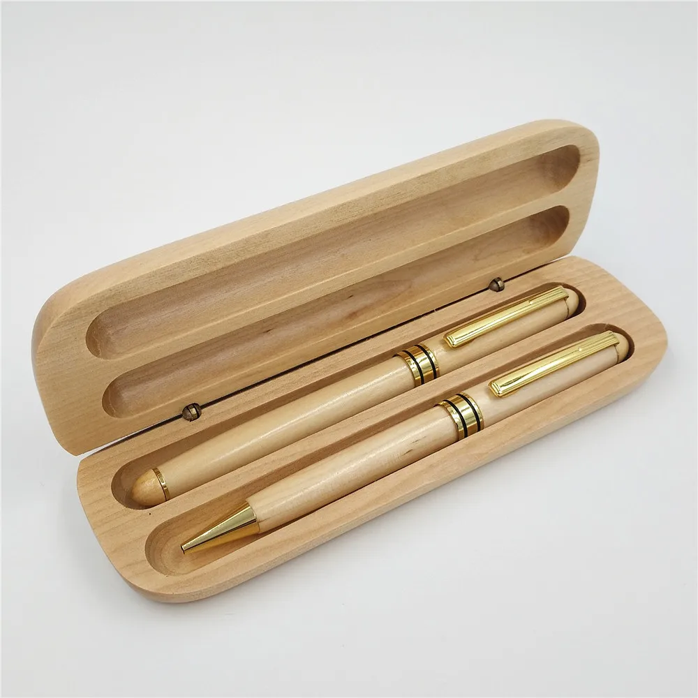 

Wood Pen Case with 2 Pens Stationary Set from Nature Maple Wood Stationery Items Office School Gift Office Stationary Joy Corner