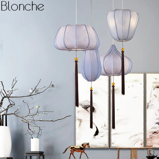 Chinese Style Vintage Pendant Lights Fabric Lantern Lamp Led Retro Chinese Style Vintage Pendant Lights Fabric Lantern Lamp Led Retro Hanging Light Fixtures Dining Room Restaurant