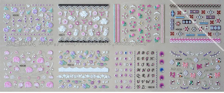 24 шт./партия стикер для ногтей, алмазная 3D Корейская водостойкая наклейка для ногтей, свежая девочка, детская аппликация для ногтей, ювелирные изделия-обертывания для ногтей