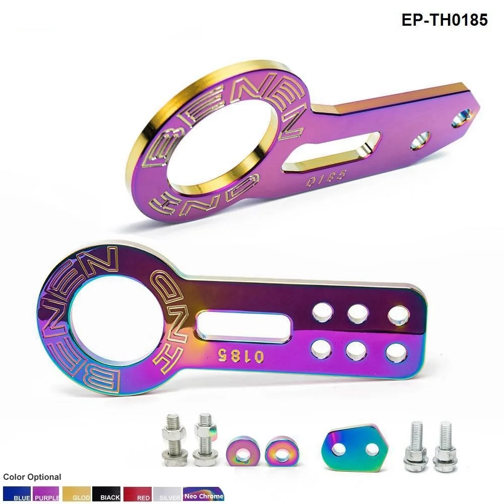 Anodized Universal Front+Rear Tow Hook Billet Aluminum Towing Kit For