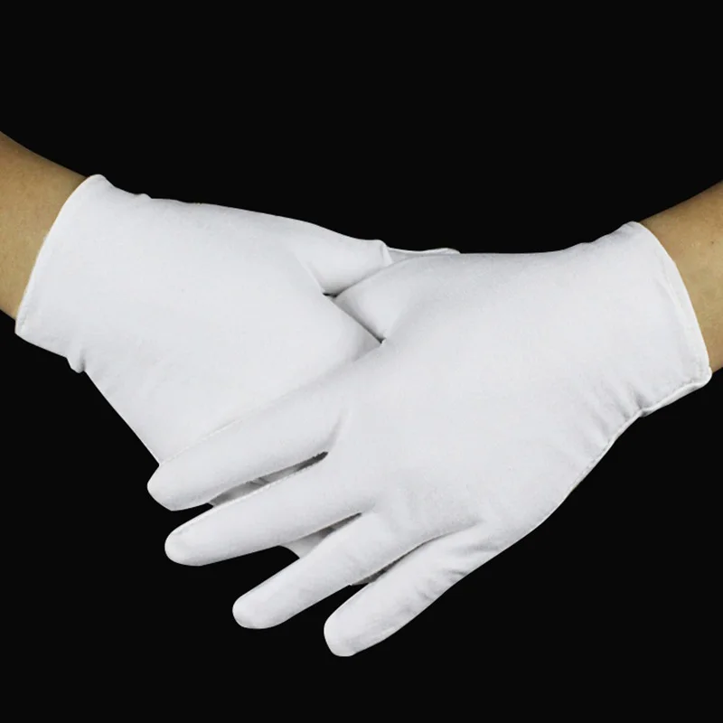 1 Pairs High Quality Elastic White Inspection Cotton Ceremonial Gloves for Male Female Serving