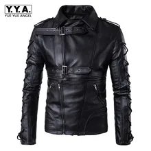 Мужская куртка в стиле панк на шнуровке с пряжкой из искусственной кожи, Harajuku, новинка, одежда для рок-шоу, мотокуртка, M-5XL