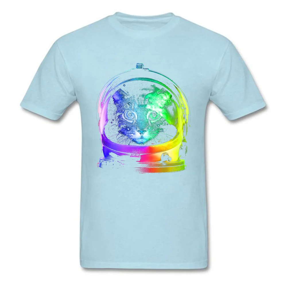 Astronaut Cat Simple Style Summer Fall Cotton Fabric Round Collar Adult Tops Tees Classic Tshirts Hip Hop Short Sleeve T Shirt Astronaut Cat light
