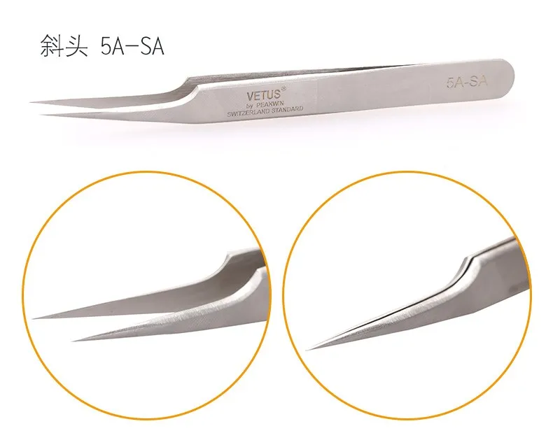 Extensão dos Cílios Marca Inoxidável Superhard Anti-static Pinças Pestana Ferramenta Série SA Pinça 10pcs 100% Aço 15 Beleza e saúde