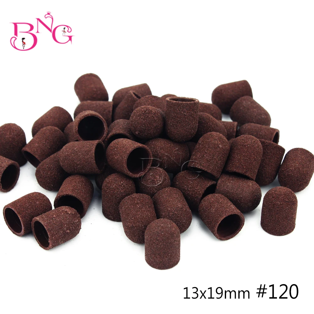BNG 13*19mm 50pcs Sanding Bands Block Caps Without Grip120# 80# 180# 240# Sanding Cap Manicure Pedicure Electric Nail Drill 6