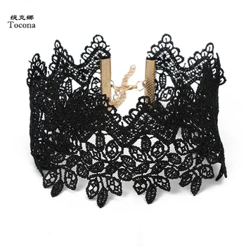

Tocona Gothic Wide Flower Black Lace Chokers Necklaces for Women Fashion Punk Gothic Choker Sweet Vintage Collares Necklace