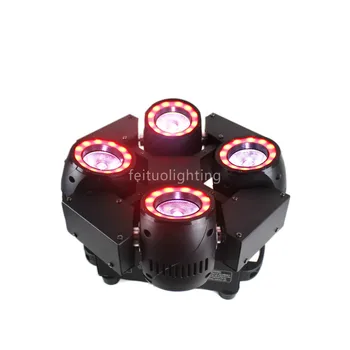 

E-6pcs DMX Lyre LED 4 heads 4*40W RGBW 4in1 Color Smart Beam Moving Head X-axis Infinite Rotation High Brightest Light