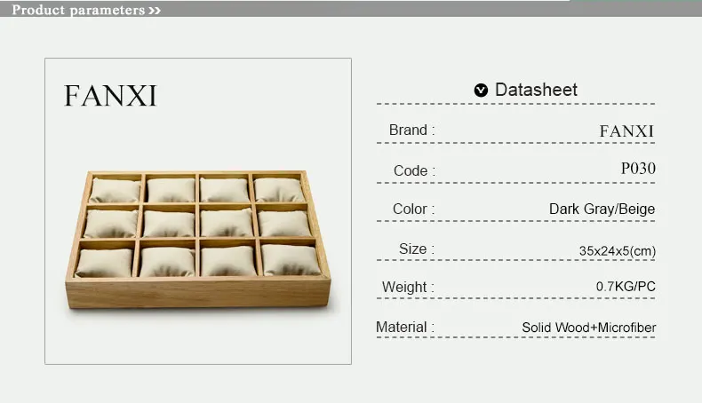 FANXI Новый твердой древесины 12 Сетки Jewelry Дисплей Лоток часы Браслет Организатор с микрофиброй вставки 2 цвета Варианты