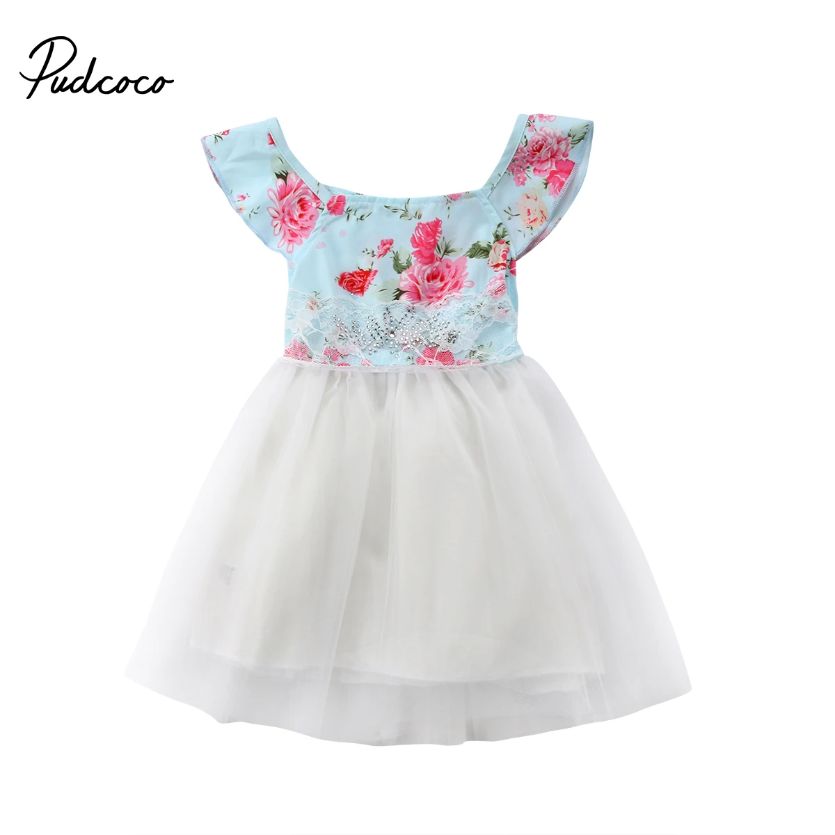 

2018 Newborn Toddler Kids Baby Girl Floral Summer Sleeveless Bowknot Party Prom Tule Dress Sundress Clothes
